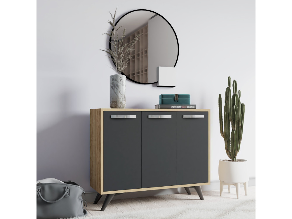 Houten buffetkast "Piffa" - 100 x 35 x 82 cm - Antracietgrijs