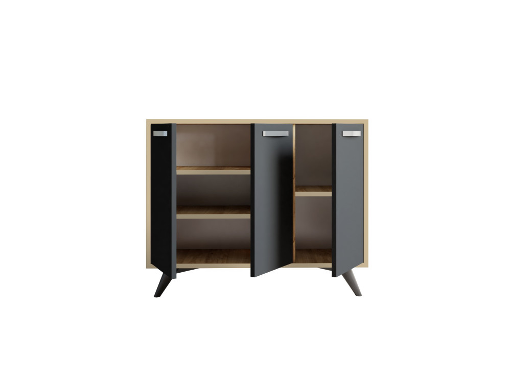 Houten buffetkast "Piffa" - 100 x 35 x 82 cm - Antracietgrijs