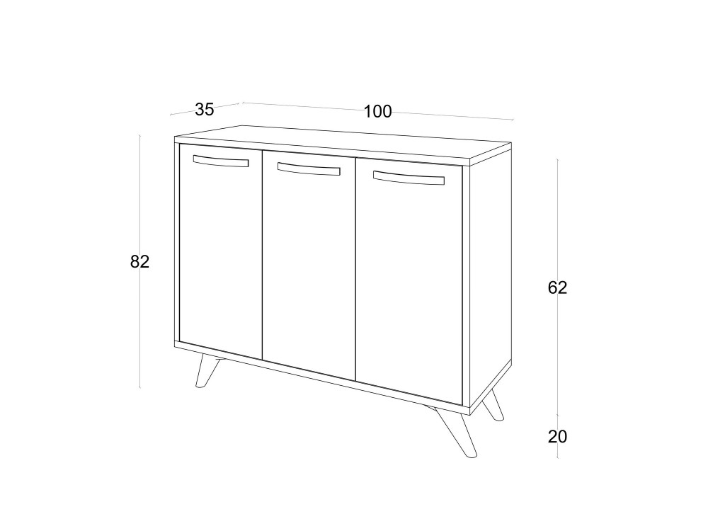 Houten buffetkast "Piffa" - 100 x 35 x 82 cm - Antracietgrijs