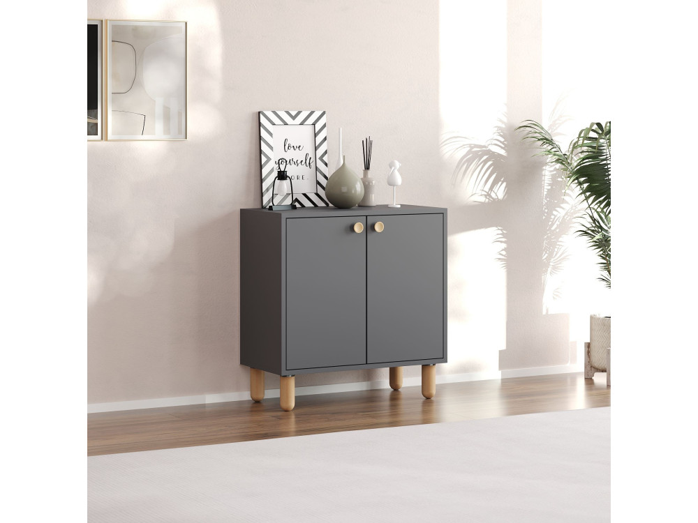 Houten dressoir "Lina" - 72 x 36 x 73 cm - Antracietgrijs