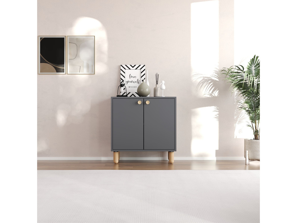 Houten dressoir "Lina" - 72 x 36 x 73 cm - Antracietgrijs