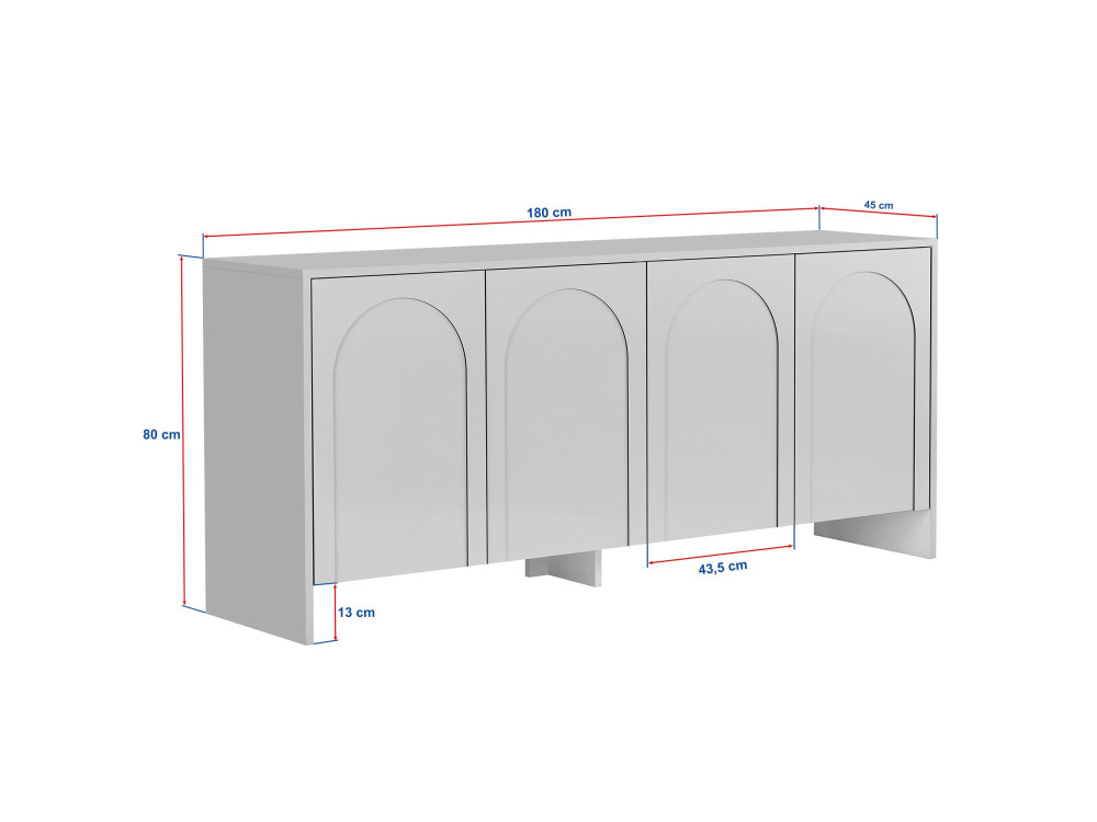 Houten dressoir "Arlen" - 180 x 45 x 80 cm - Crème