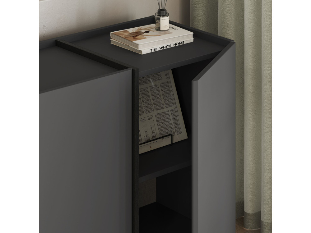 Houten dressoir "Dorma" - 180 x 45 x 80 cm - Antraciet / Zwart