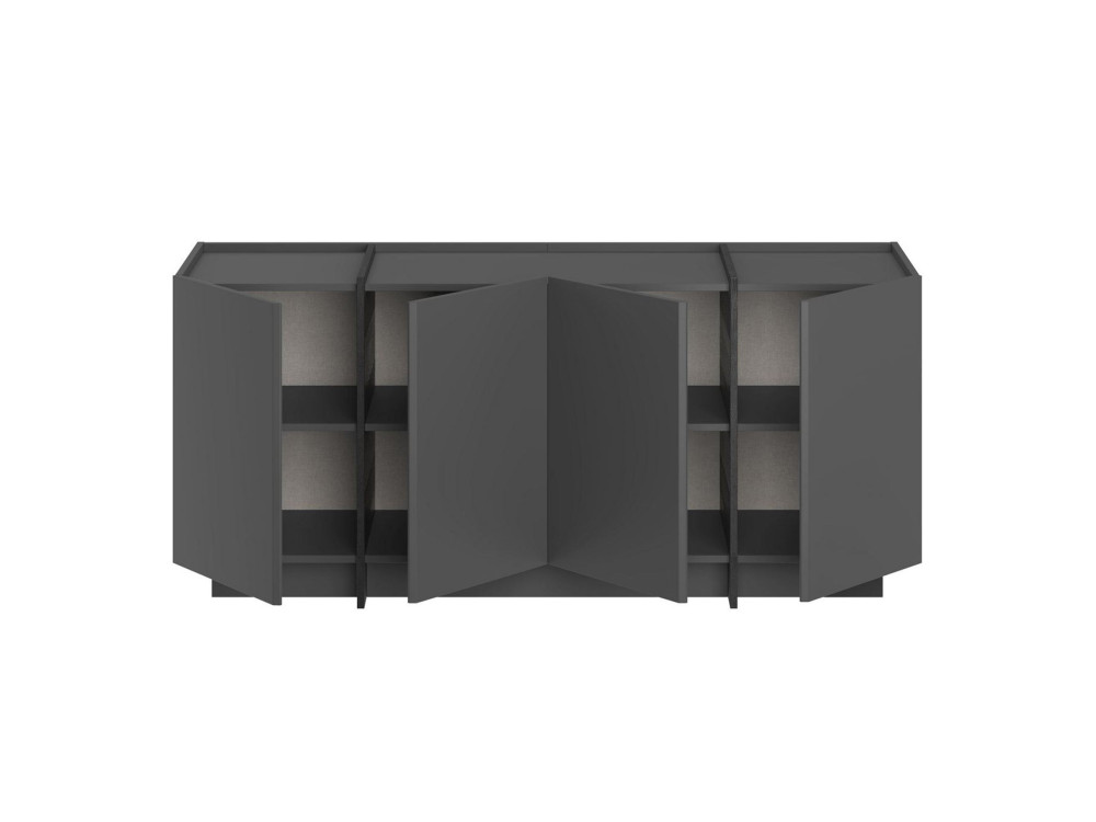 Houten dressoir "Dorma" - 180 x 45 x 80 cm - Antraciet / Zwart