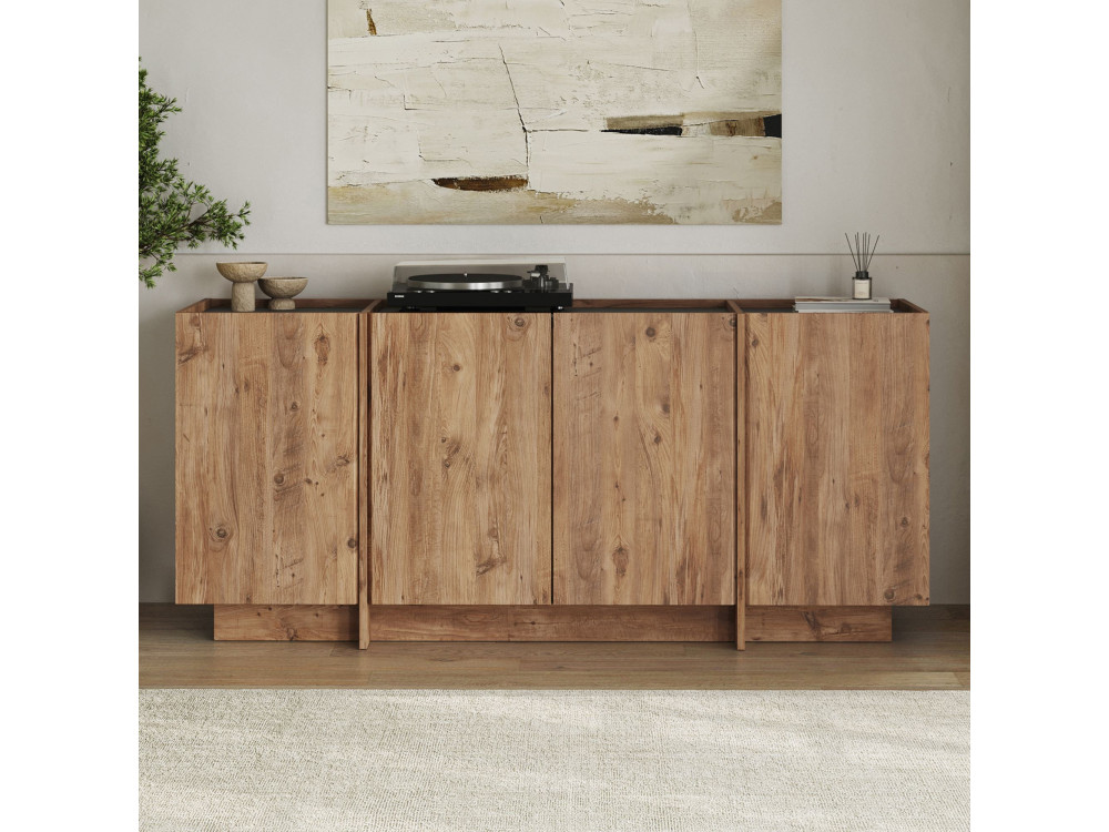Houten dressoir "Dorma" - 180 x 45 x 80 cm - Atlantic Pine / Antraciet