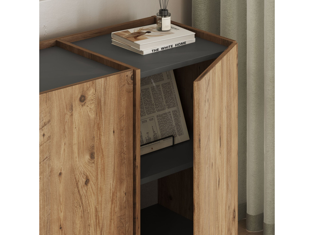 Houten dressoir "Dorma" - 180 x 45 x 80 cm - Atlantic Pine / Antraciet