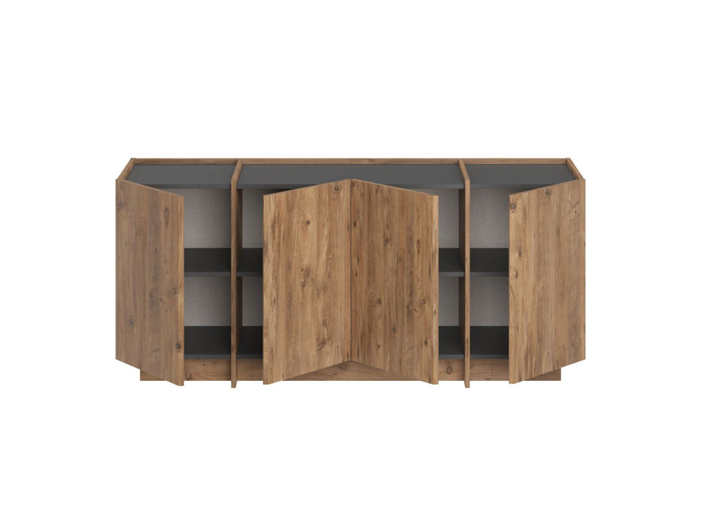 Houten dressoir "Dorma" - 180 x 45 x 80 cm - Atlantic Pine / Antraciet