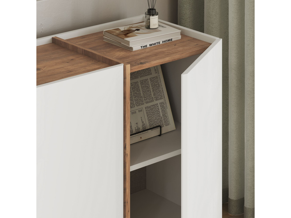Houten dressoir "Dorma" - 180 x 45 x 80 cm - Wit / Atlantic Pine