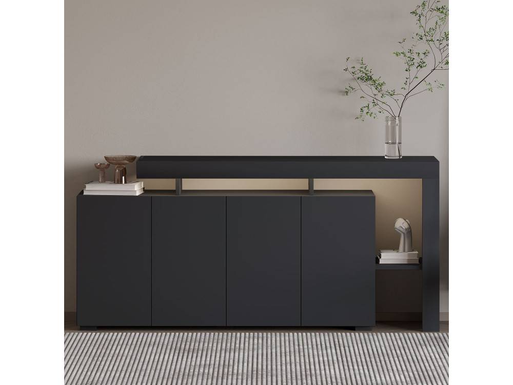 Houten dressoir "Beliz" - 170 x 35 x 80 cm - Antraciet