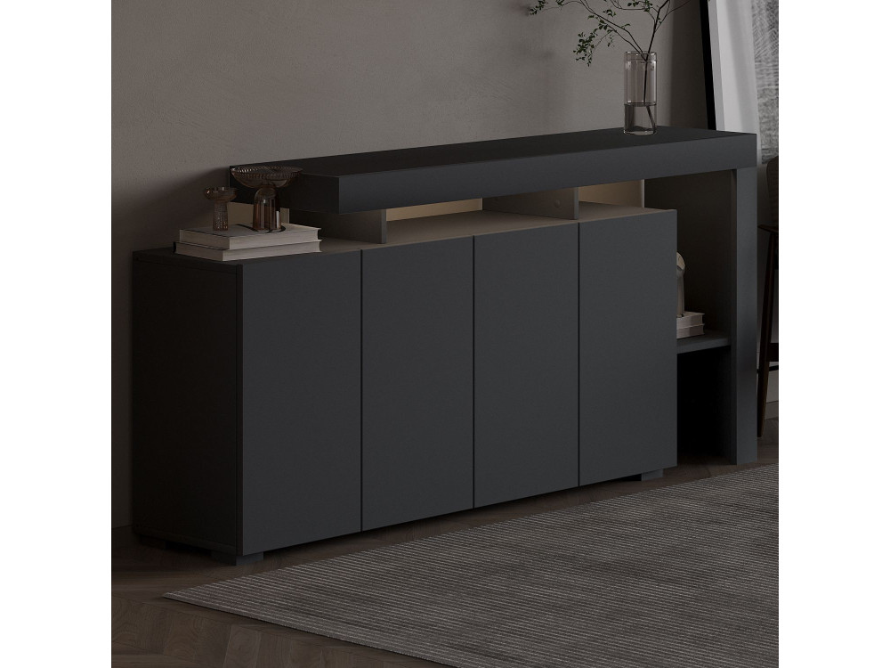 Houten dressoir "Beliz" - 170 x 35 x 80 cm - Antraciet