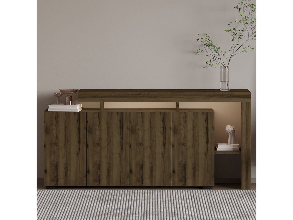 Houten buffetkast "Beliz" - 170 x 35 x 80 cm - Antiek Noten
