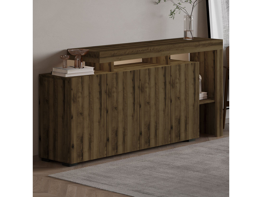 Houten buffetkast "Beliz" - 170 x 35 x 80 cm - Antiek Noten