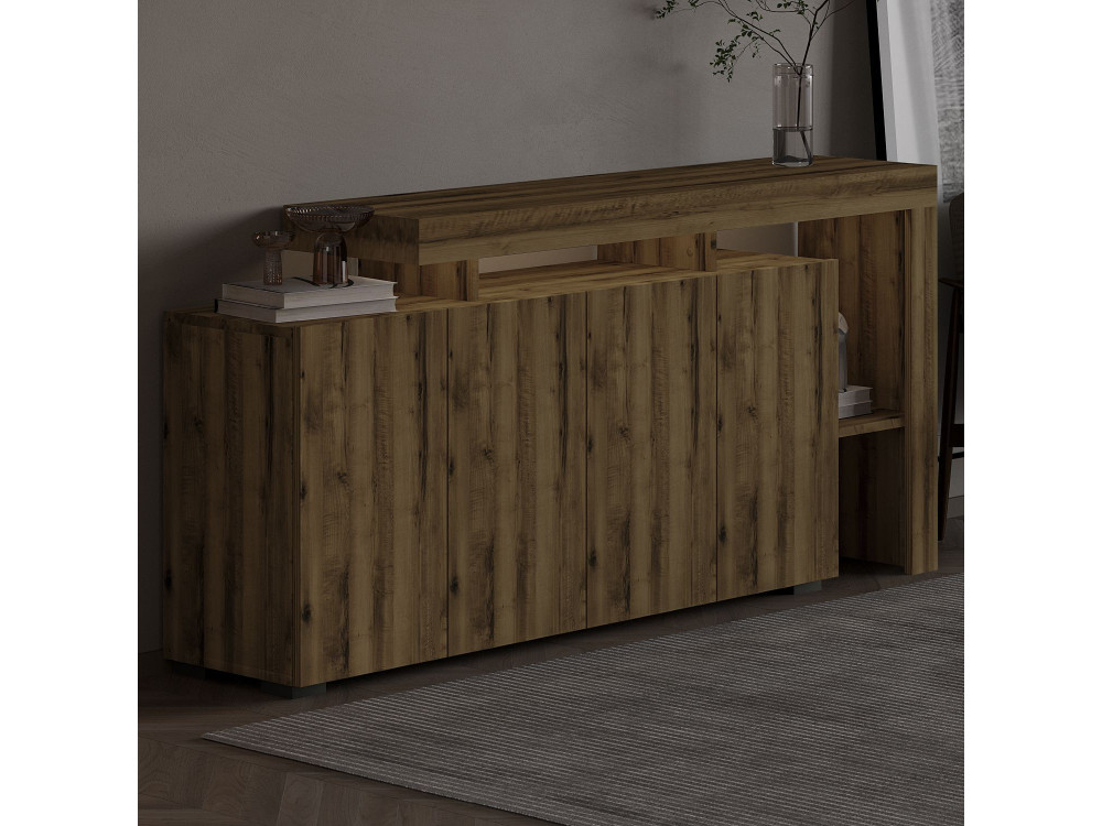 Houten buffetkast "Beliz" - 170 x 35 x 80 cm - Antiek Noten