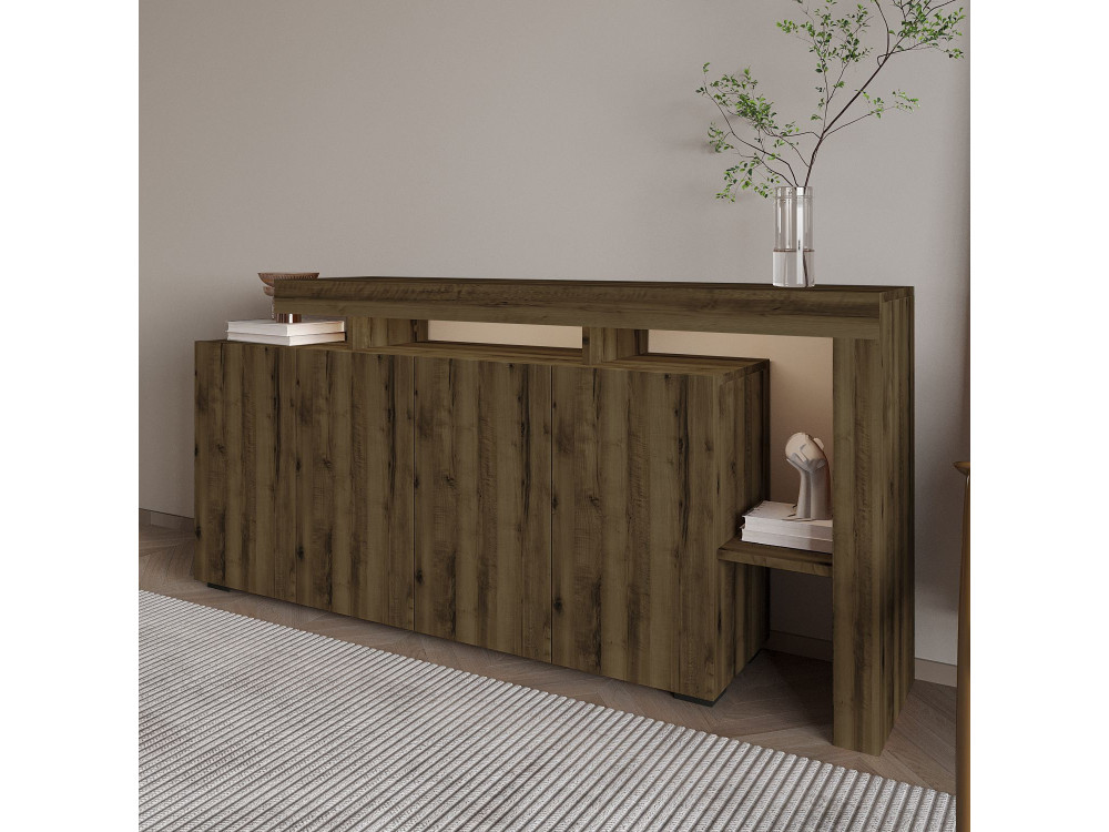 Houten buffetkast "Beliz" - 170 x 35 x 80 cm - Antiek Noten