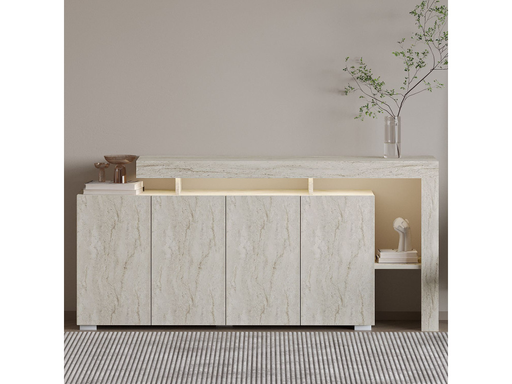 Houten dressoir "Beliz" - 170 x 35 x 80 cm - Travertin