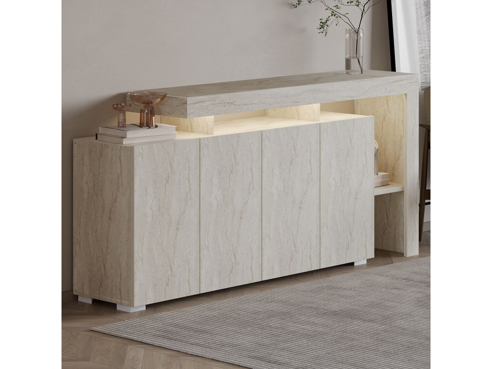 Houten dressoir "Beliz" - 170 x 35 x 80 cm - Travertin