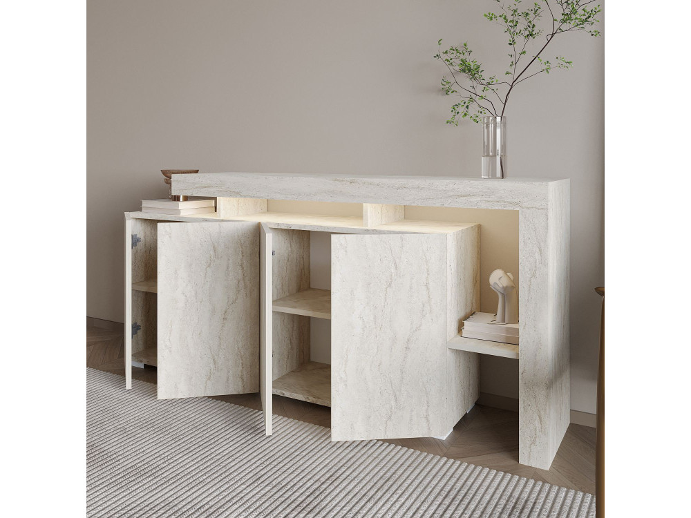 Houten dressoir "Beliz" - 170 x 35 x 80 cm - Travertin