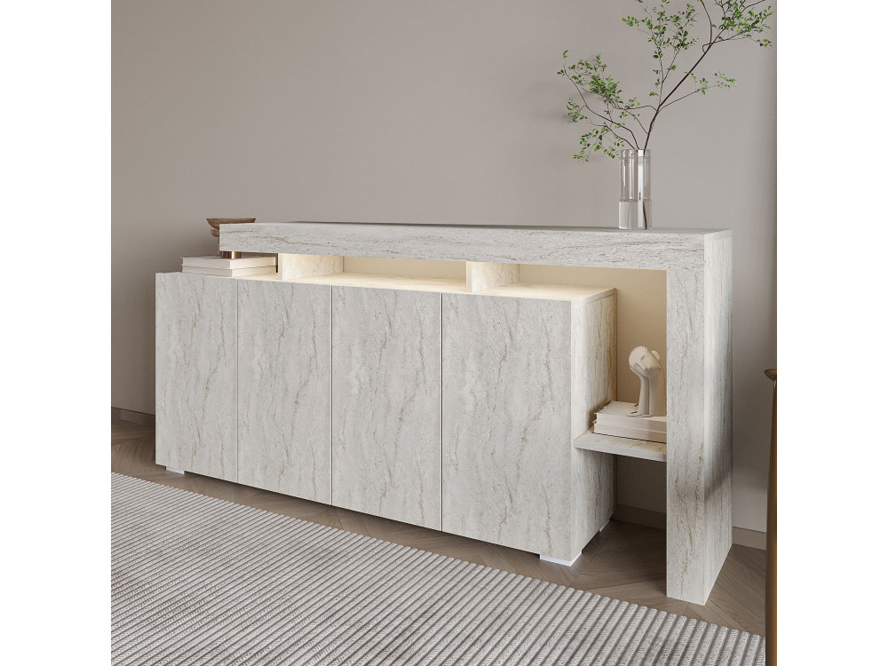 Houten dressoir "Beliz" - 170 x 35 x 80 cm - Travertin