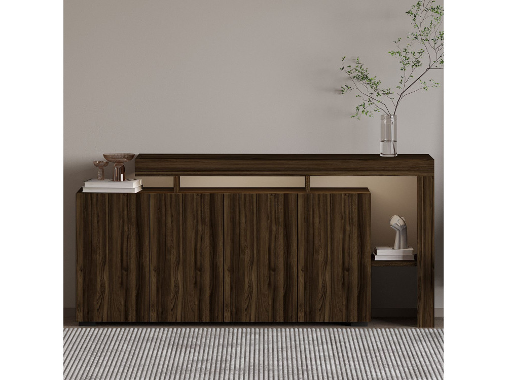 Houten dressoir "Beliz" - 170 x 35 x 80 cm - Notelaar