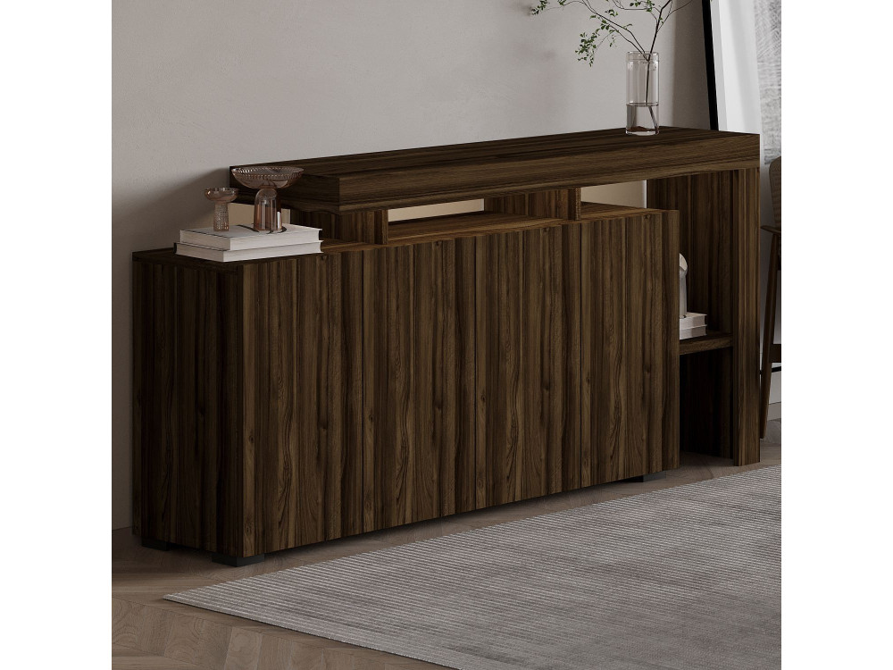 Houten dressoir "Beliz" - 170 x 35 x 80 cm - Notelaar