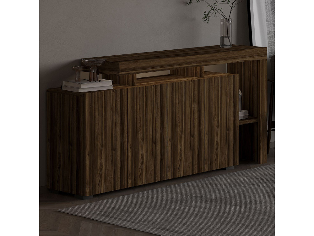 Houten dressoir "Beliz" - 170 x 35 x 80 cm - Notelaar