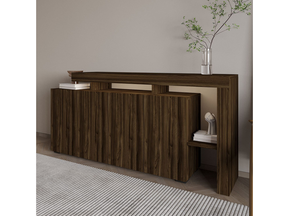 Houten dressoir "Beliz" - 170 x 35 x 80 cm - Notelaar