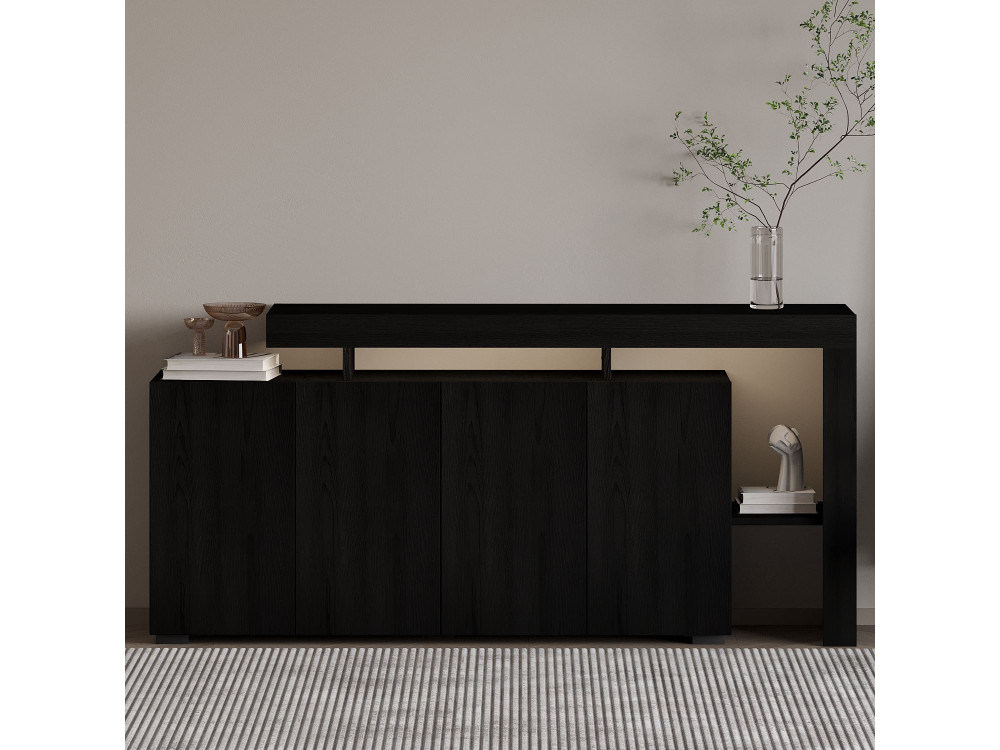 Houten dressoir "Beliz" - 170 x 35 x 80 cm - Zwart hout