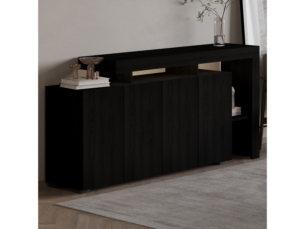 Houten dressoir "Beliz" - 170 x 35 x 80 cm - Zwart hout