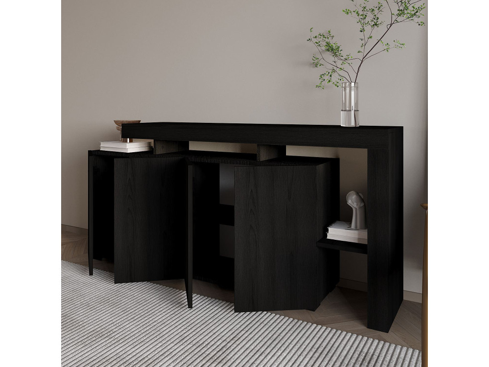 Houten dressoir "Beliz" - 170 x 35 x 80 cm - Zwart hout