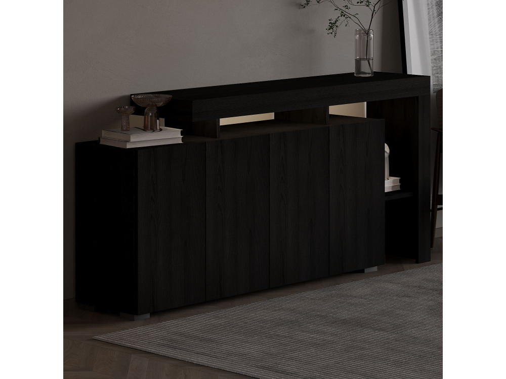 Houten dressoir "Beliz" - 170 x 35 x 80 cm - Zwart hout
