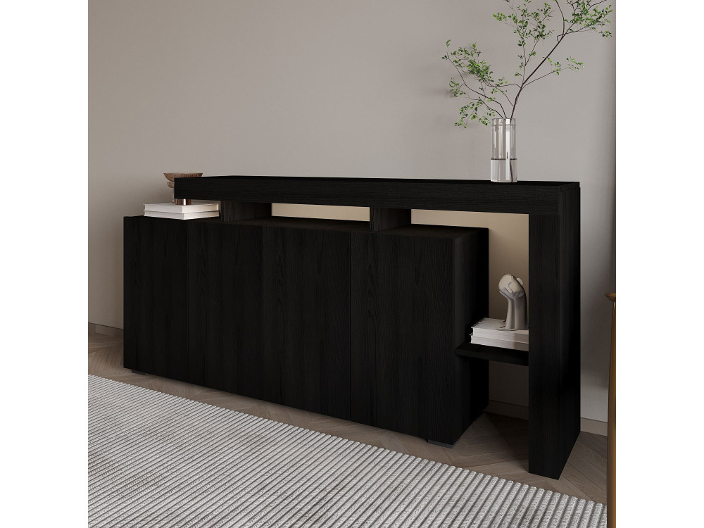 Houten dressoir "Beliz" - 170 x 35 x 80 cm - Zwart hout