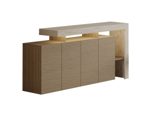 Houten dressoir "Beliz" - 170 x 35 x 80 cm - Travertin / Warm Eiken