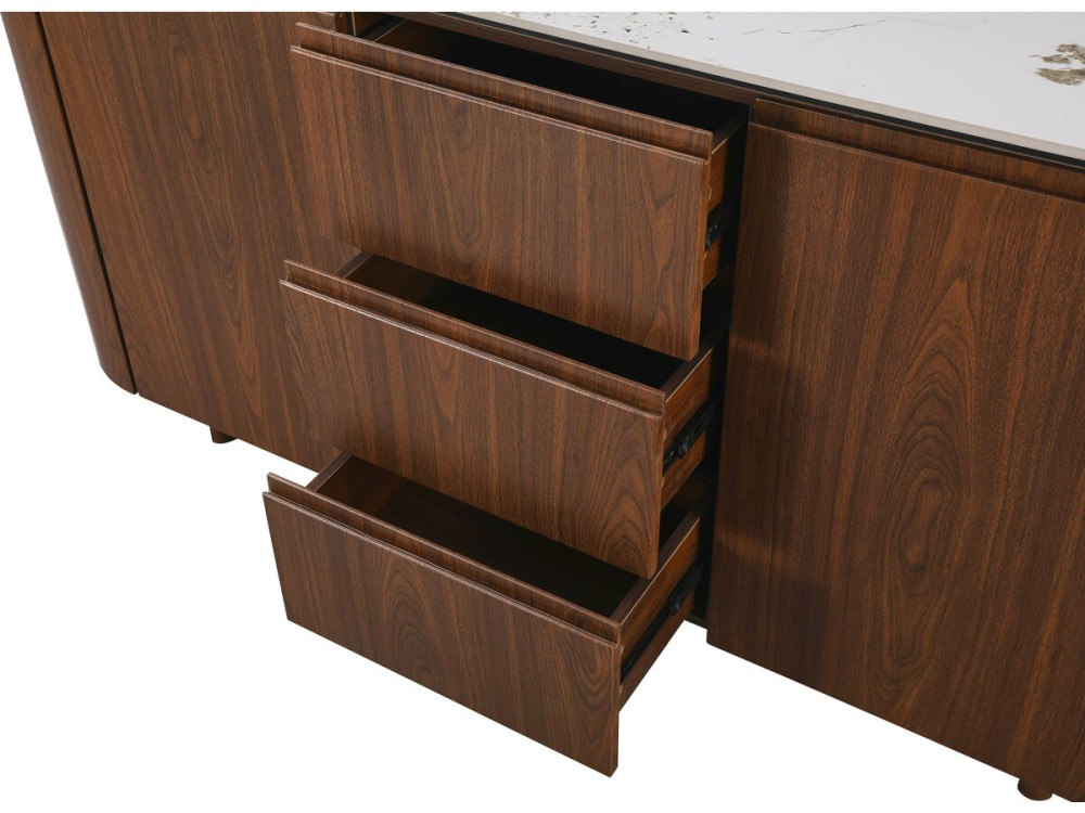 Houten dressoir "Stonea" met keramisch blad - 180 x 40 x 85 cm - Bruin