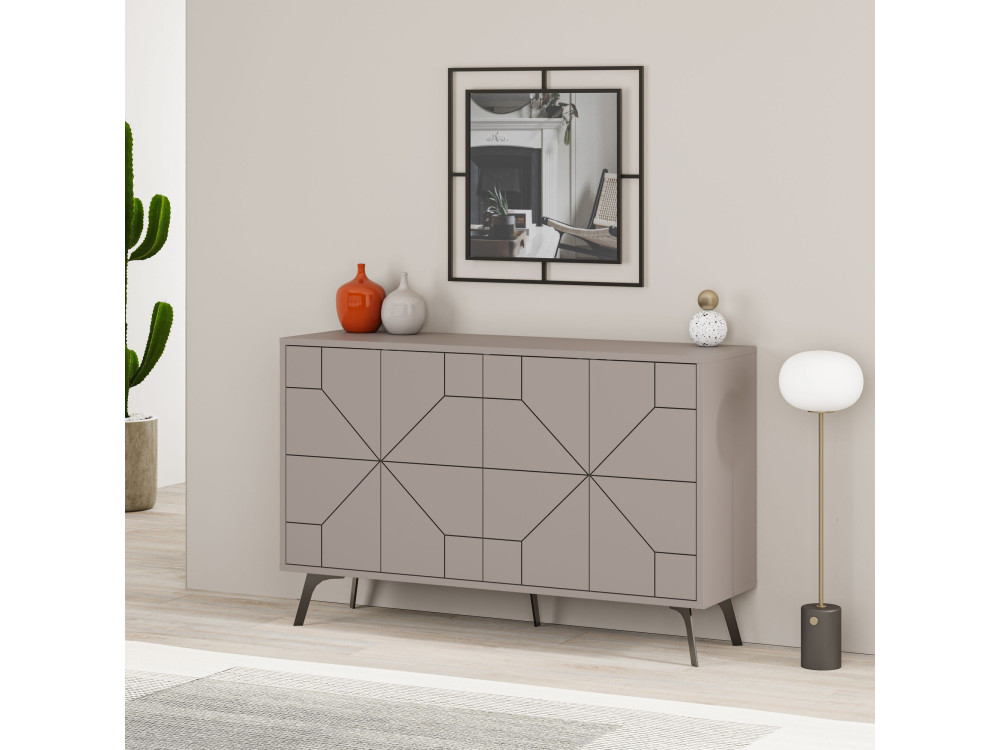Houten dressoir "Dune" - 123 x 35 x 62 cm - Licht mokkabruin