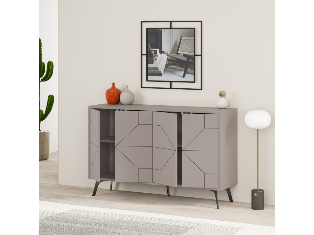 Houten dressoir "Dune" - 123 x 35 x 62 cm - Licht mokkabruin