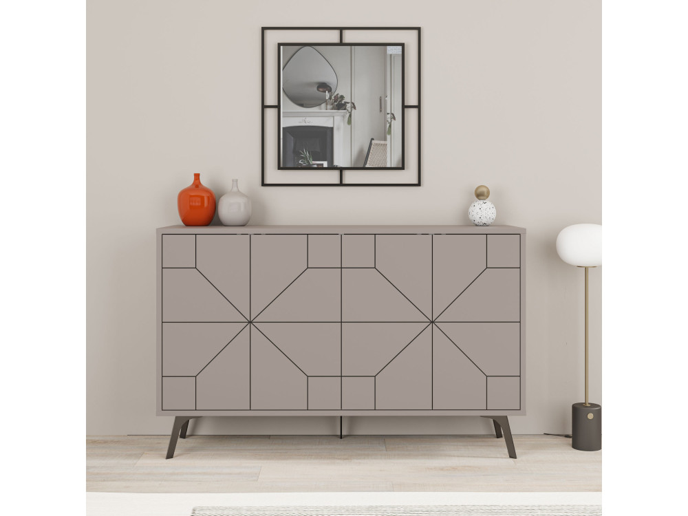 Houten dressoir "Dune" - 123 x 35 x 62 cm - Licht mokkabruin