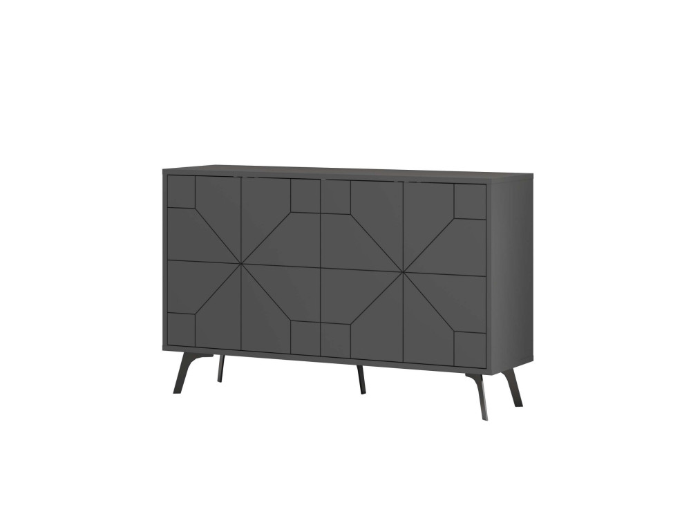 Houten dressoir "Dune" - 123 x 35 x 62 cm - Antracietgrijs