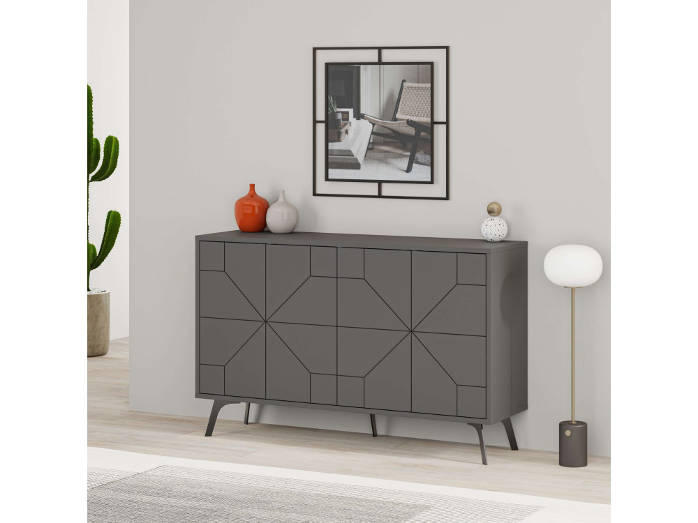Houten dressoir "Dune" - 123 x 35 x 62 cm - Antracietgrijs