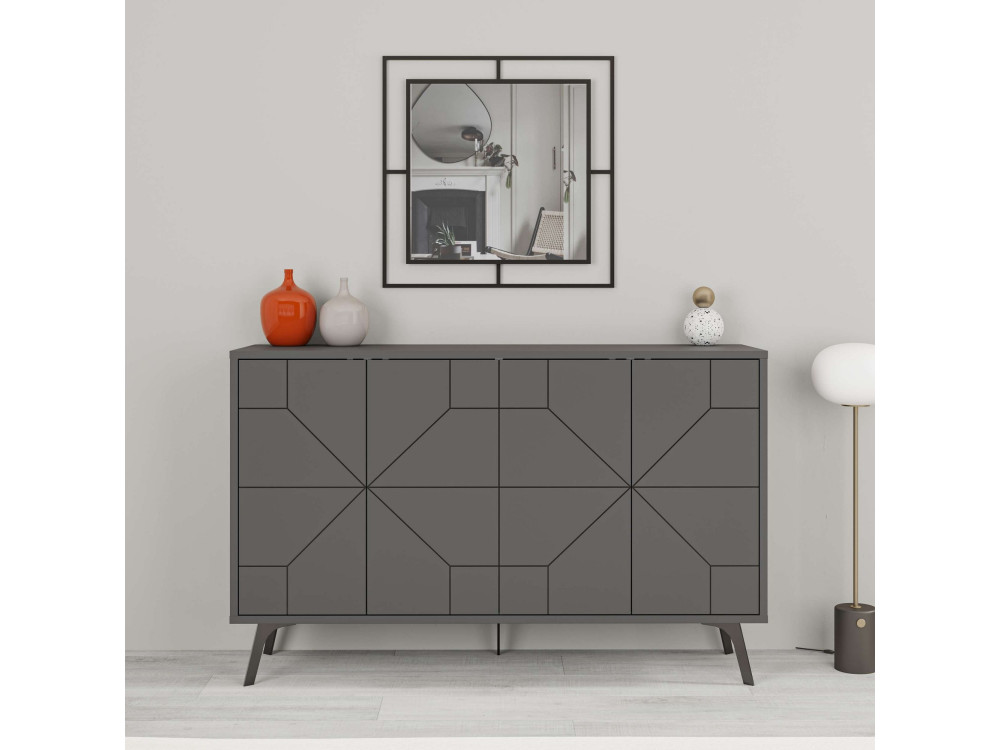 Houten dressoir "Dune" - 123 x 35 x 62 cm - Antracietgrijs