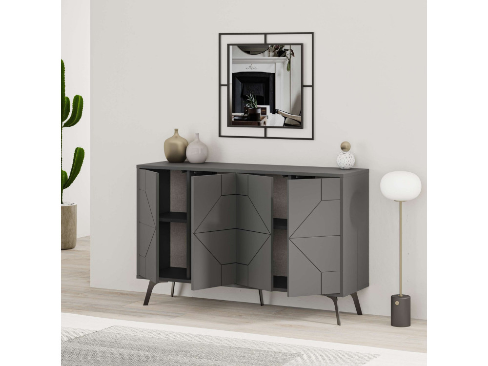 Houten dressoir "Dune" - 123 x 35 x 62 cm - Antracietgrijs