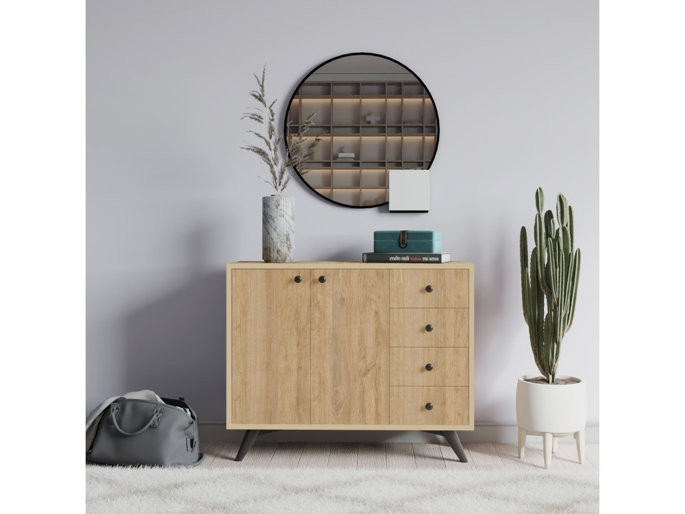 Houten dressoir "Waga" - 100 x 35 x 82 cm - Bruin