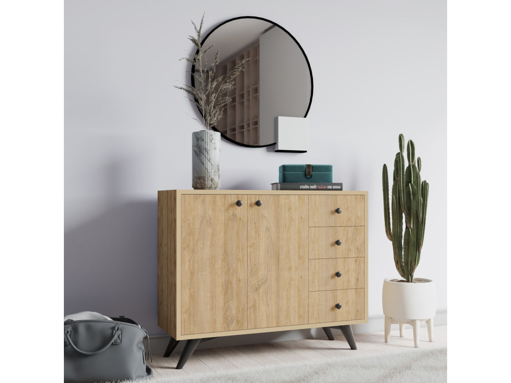 Houten dressoir "Waga" - 100 x 35 x 82 cm - Bruin
