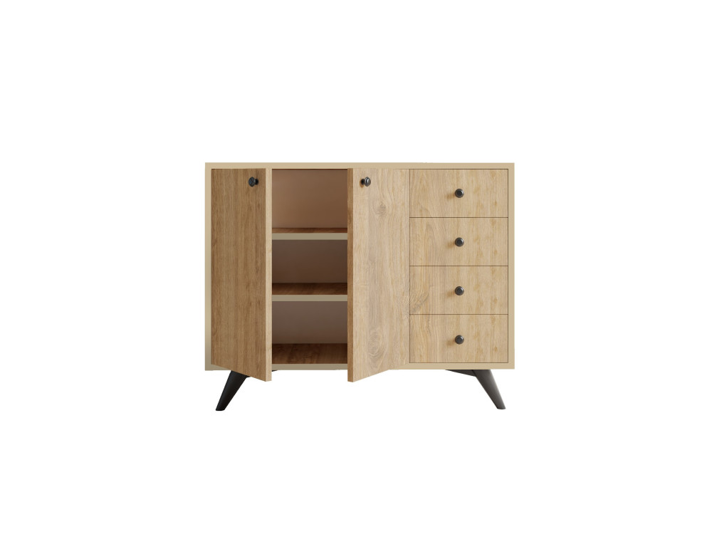 Houten dressoir "Waga" - 100 x 35 x 82 cm - Bruin