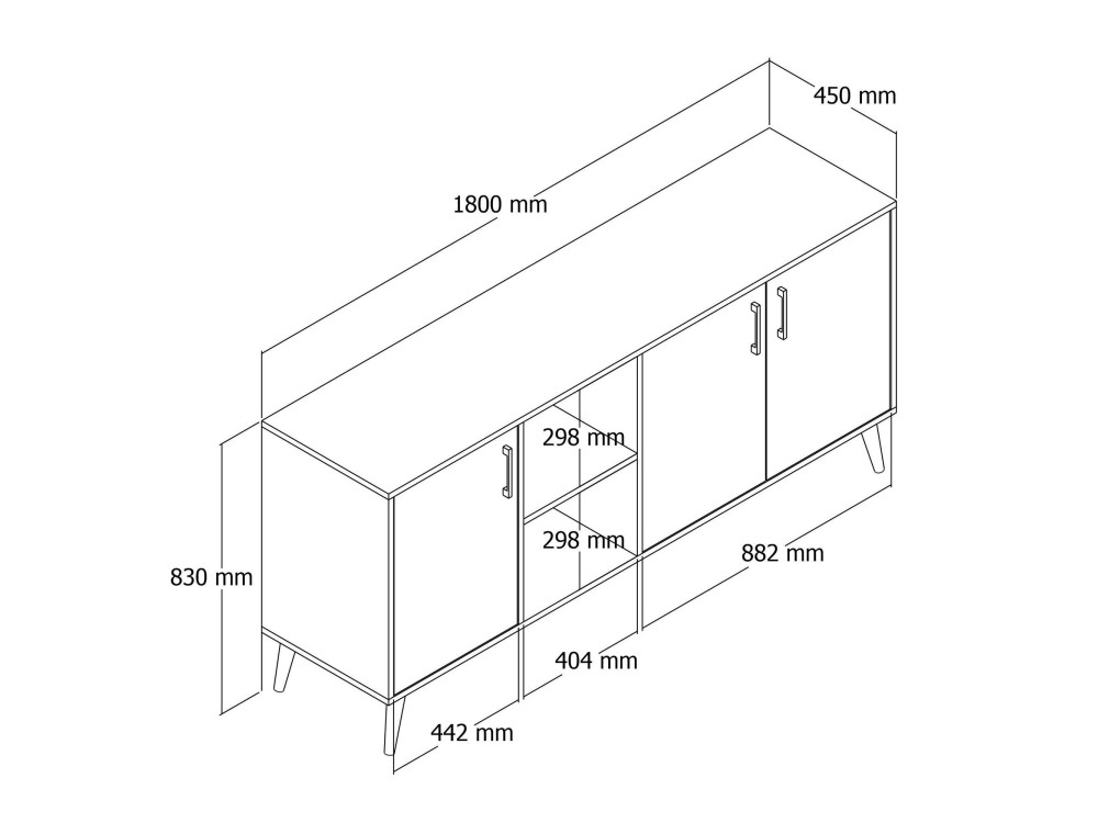 Houten buffetkast "Exxen" - 180 x 45 x 80 cm - Bruin