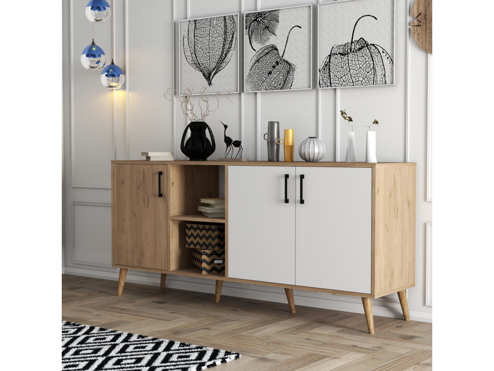 Houten buffetkast "Exxen" - 180 x 45 x 80 cm - Wit