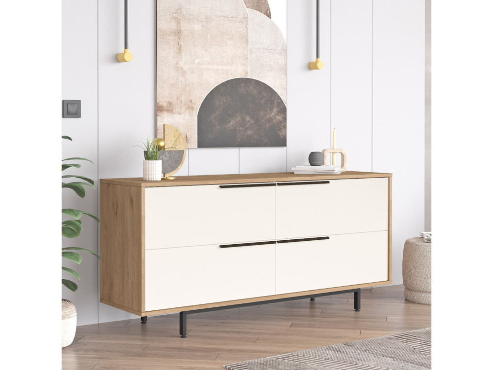 Houten dressoir ON3-SW - 160 x 44 x 74 cm - Wit