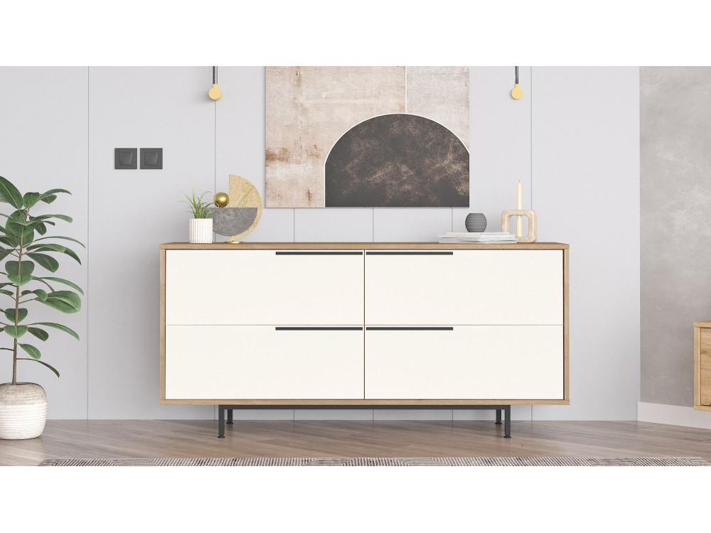 Houten dressoir ON3-SW - 160 x 44 x 74 cm - Wit