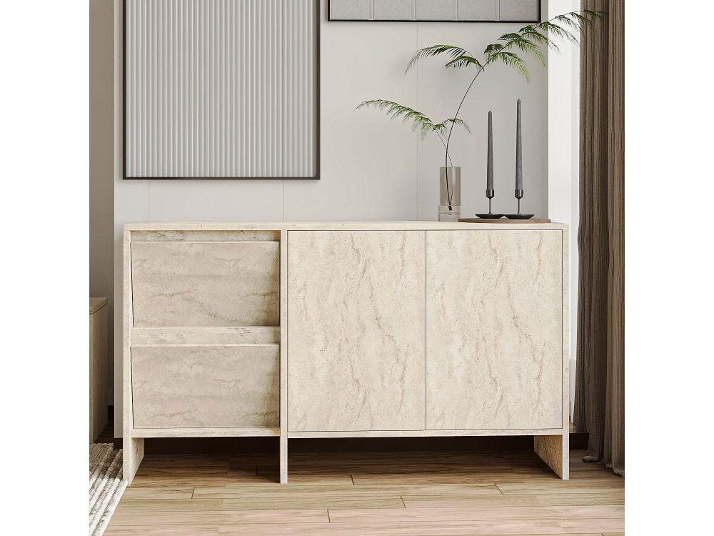 Houten dressoir Laris 130" - 130 x 44 x 82 cm - Travertin