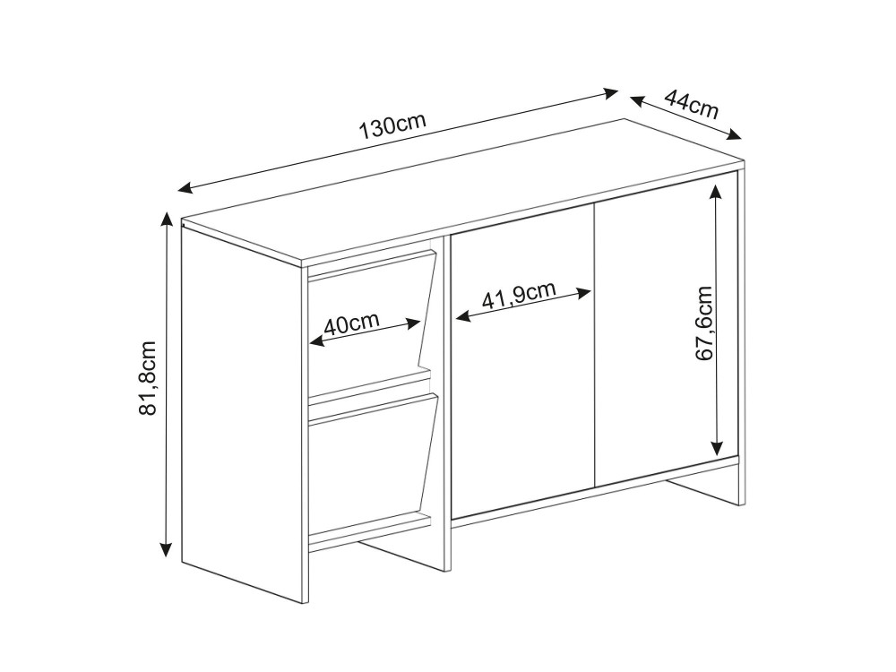 Houten dressoir Laris 130" - 130 x 44 x 82 cm - Travertin
