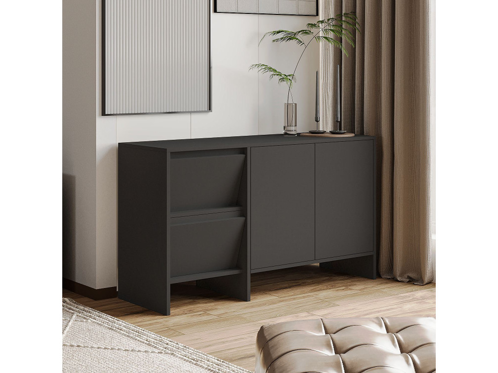 Houten dressoir Laris 130" - 130 x 44 x 82 cm - Antracietgrijs